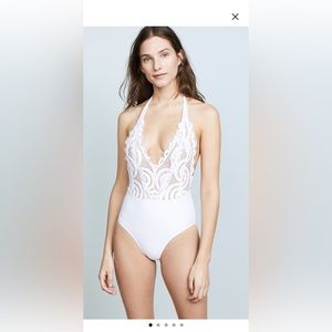 White lace crotchet one piece